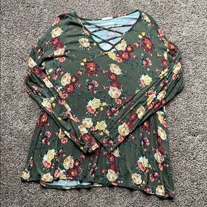 Dark Green Floral Long sleeve